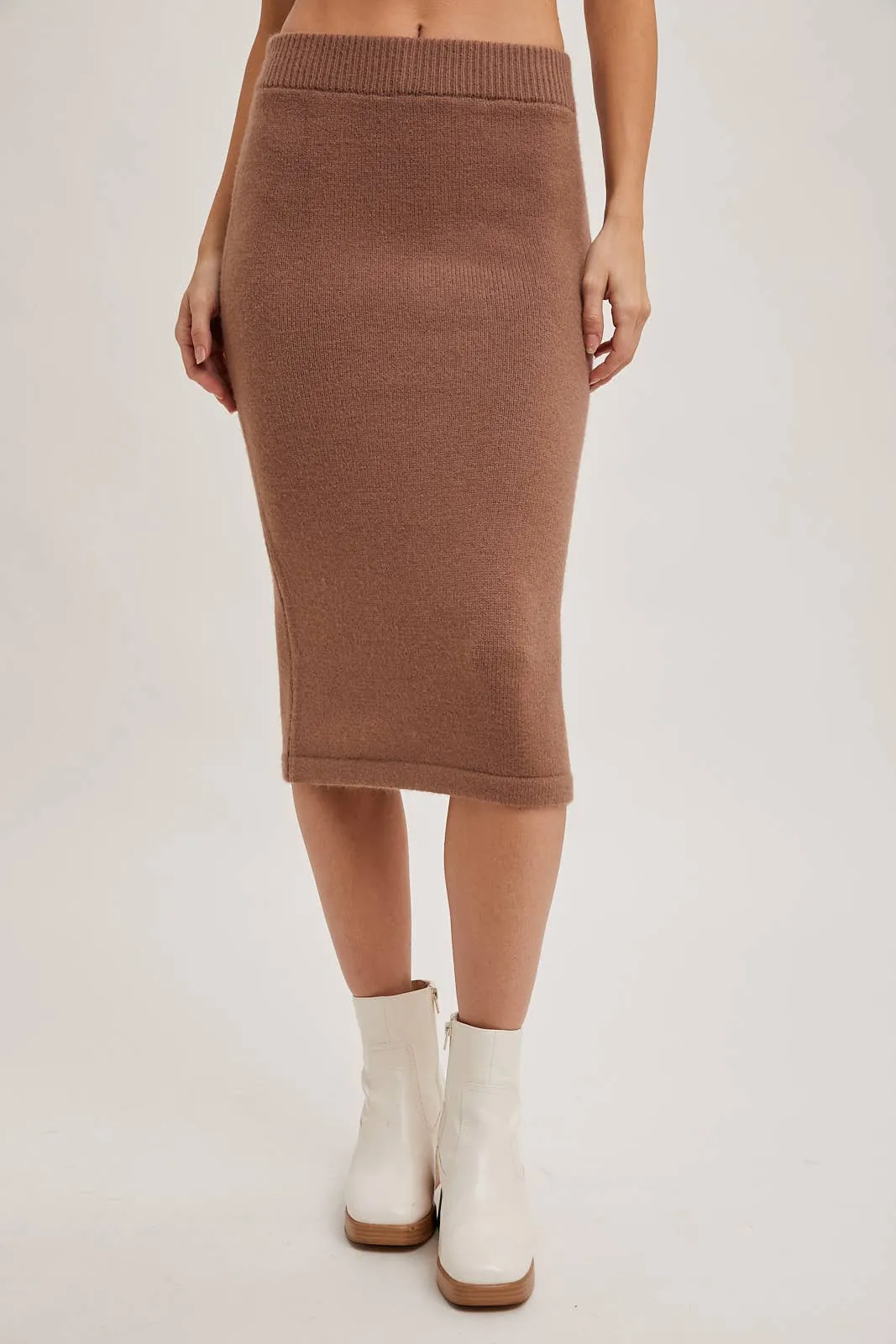 Happy Together Knit Hoodie & Pencil Skirt Set: Oatmeal
