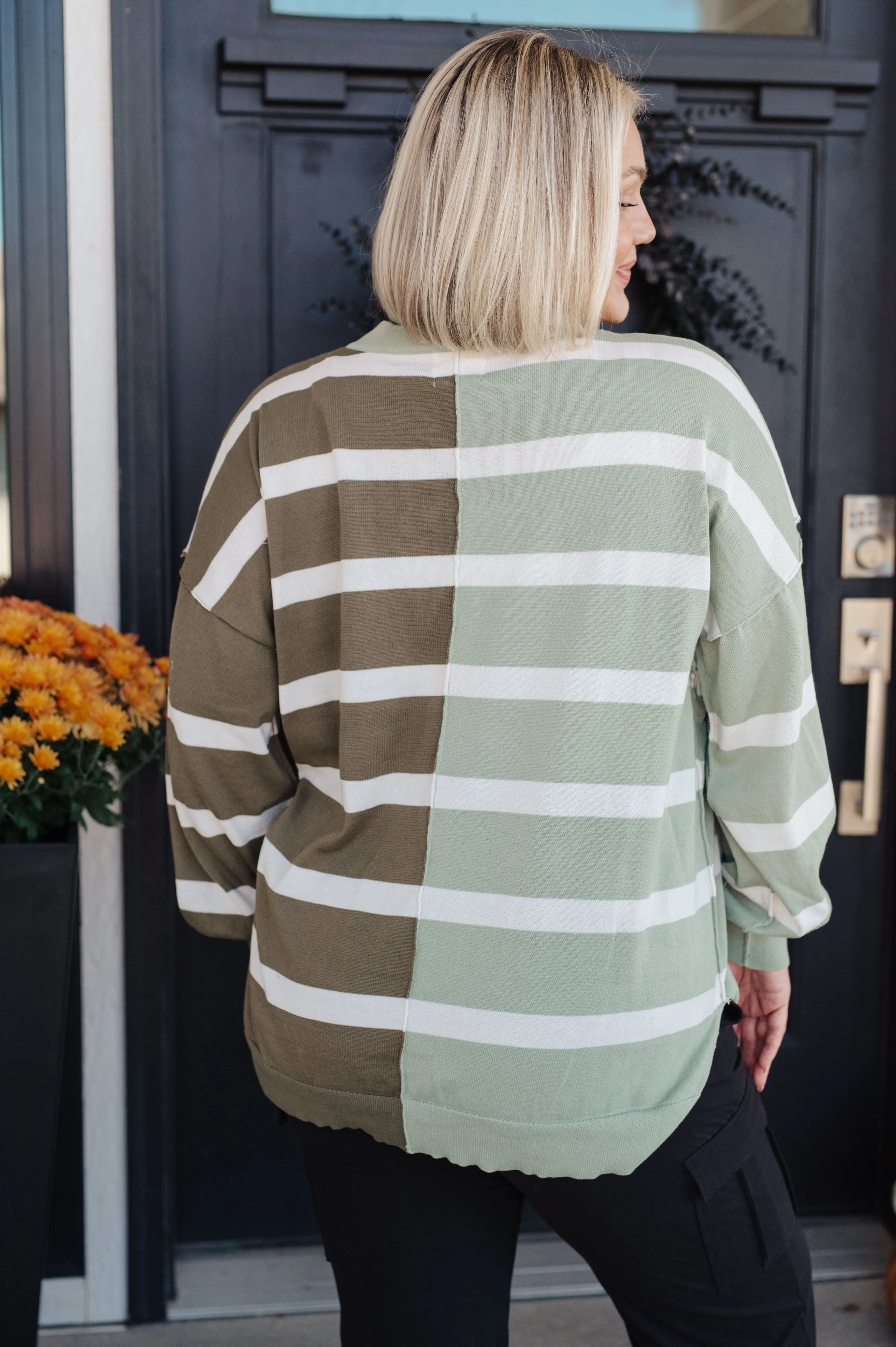 Hazel Blues® |  Can't Decide Color Block Striped Sweater