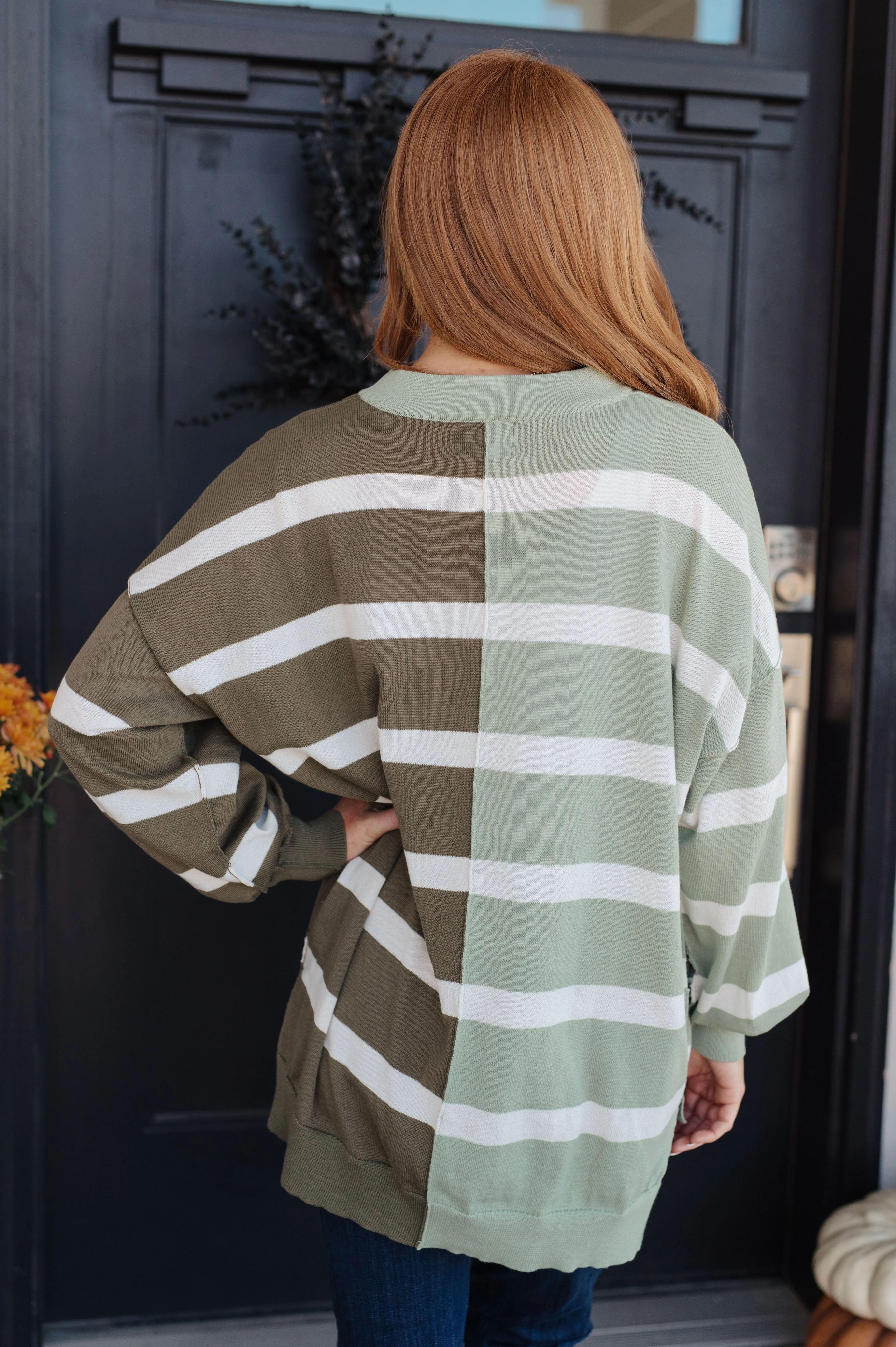 Hazel Blues® |  Can't Decide Color Block Striped Sweater