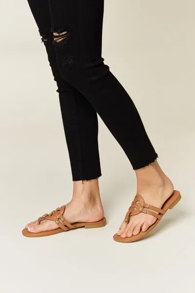 Hazel Blues® |  Forever Link Cutout PU Leather Open Toe Sandals