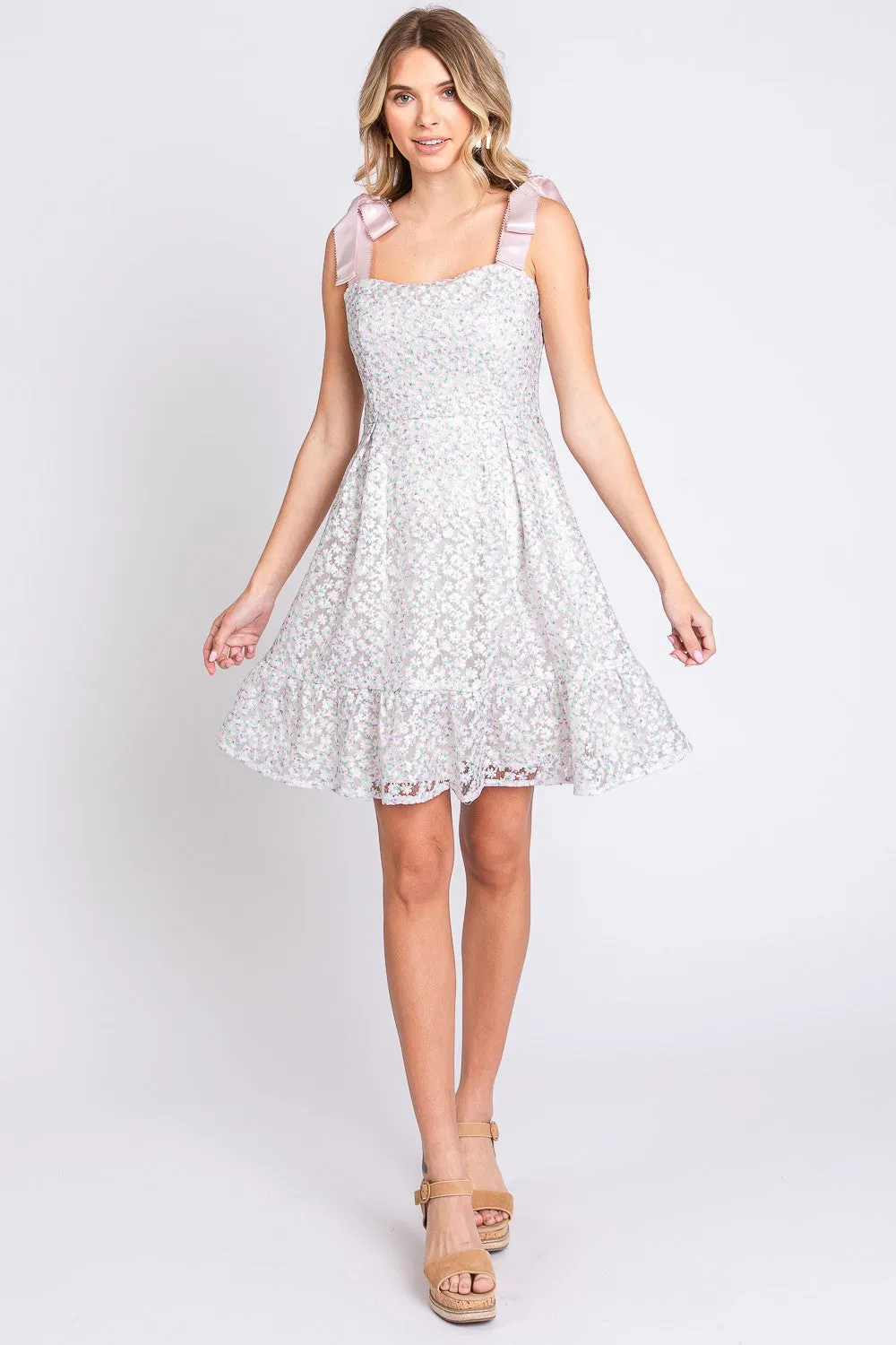 Hazel Blues® |  GeeGee Mesh Floral Embroidered Sleeveless Dress