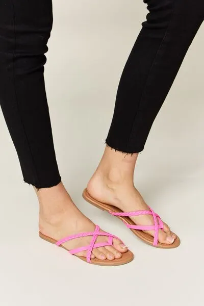Hazel Blues® |  WILD DIVA Crisscross PU Leather Open Toe Sandals