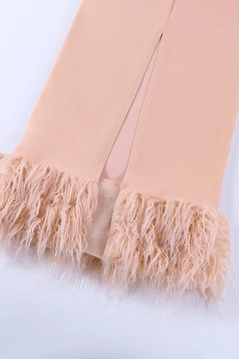 HBT1250 Hip sleeveless fur pencil skirt dress