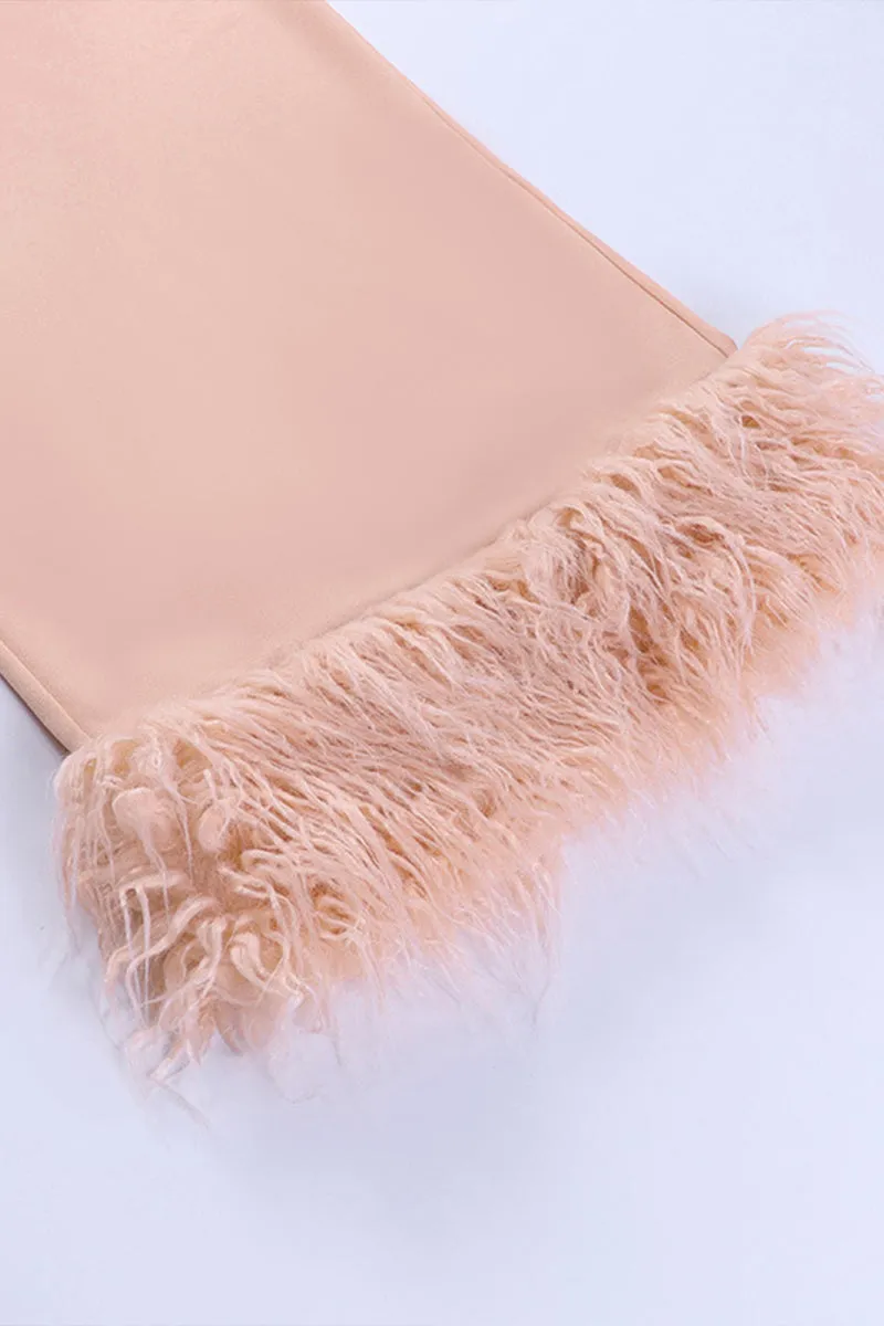 HBT1250 Hip sleeveless fur pencil skirt dress
