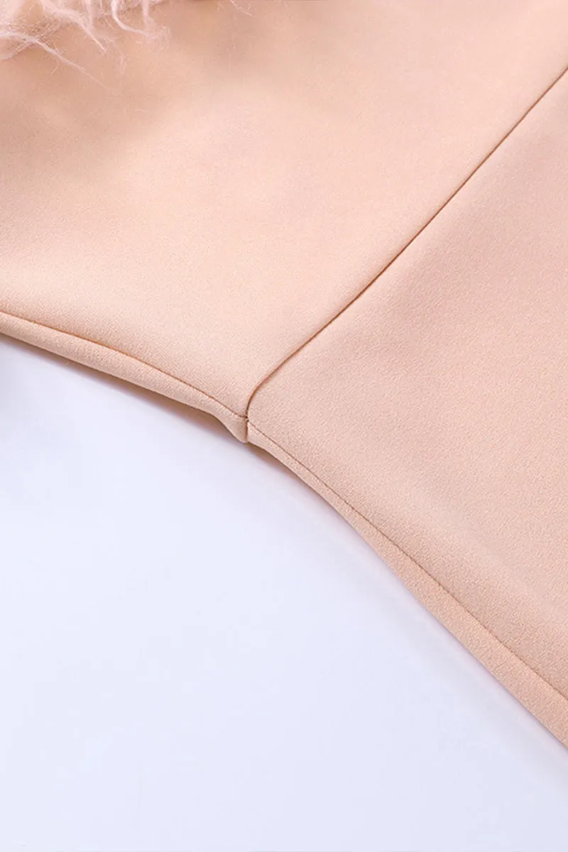 HBT1250 Hip sleeveless fur pencil skirt dress