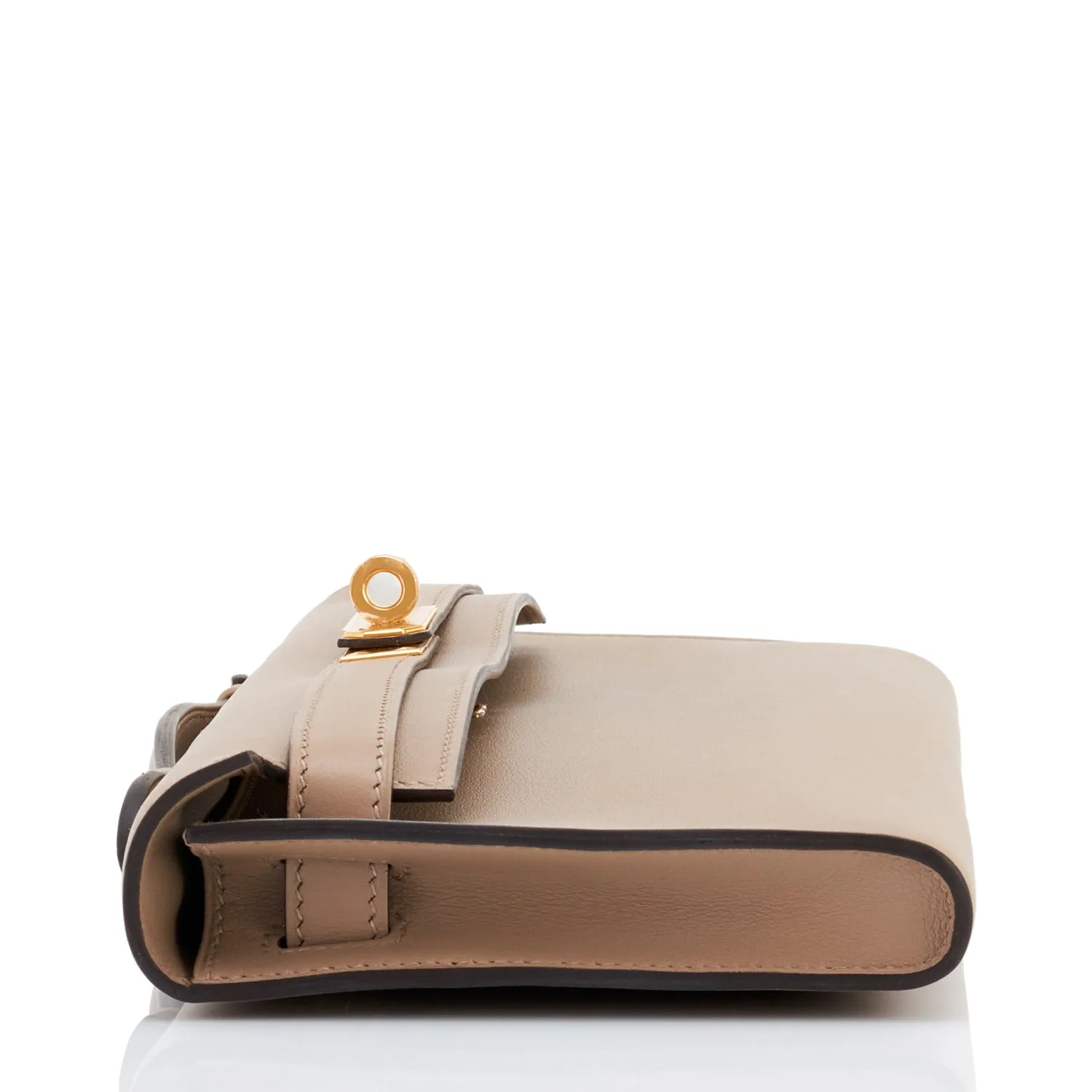 Hermes Gris Asphalt Kelly Cut Pochette Clutch Swift Gold Hardware