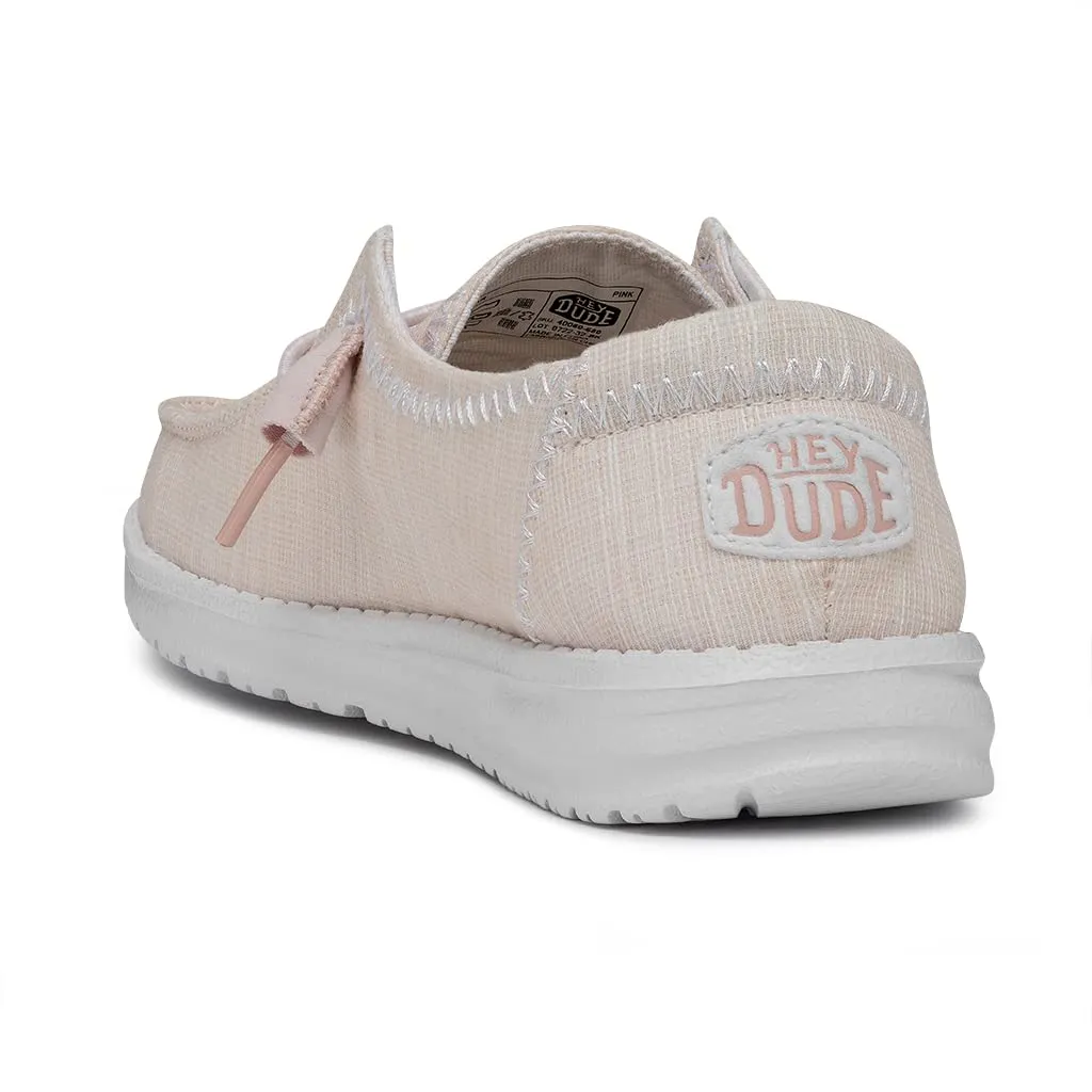 Hey Dude Wendy Star Loafers for Little, and Big Kid - Textile Upper with Lace Detailing, Removable Insole, Chic and Nice Pink 11 Little Kid M