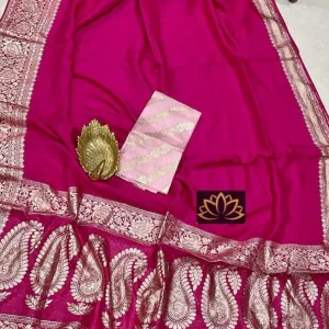 Hot Pink Banarasi Soft Silk with Zari work Saree