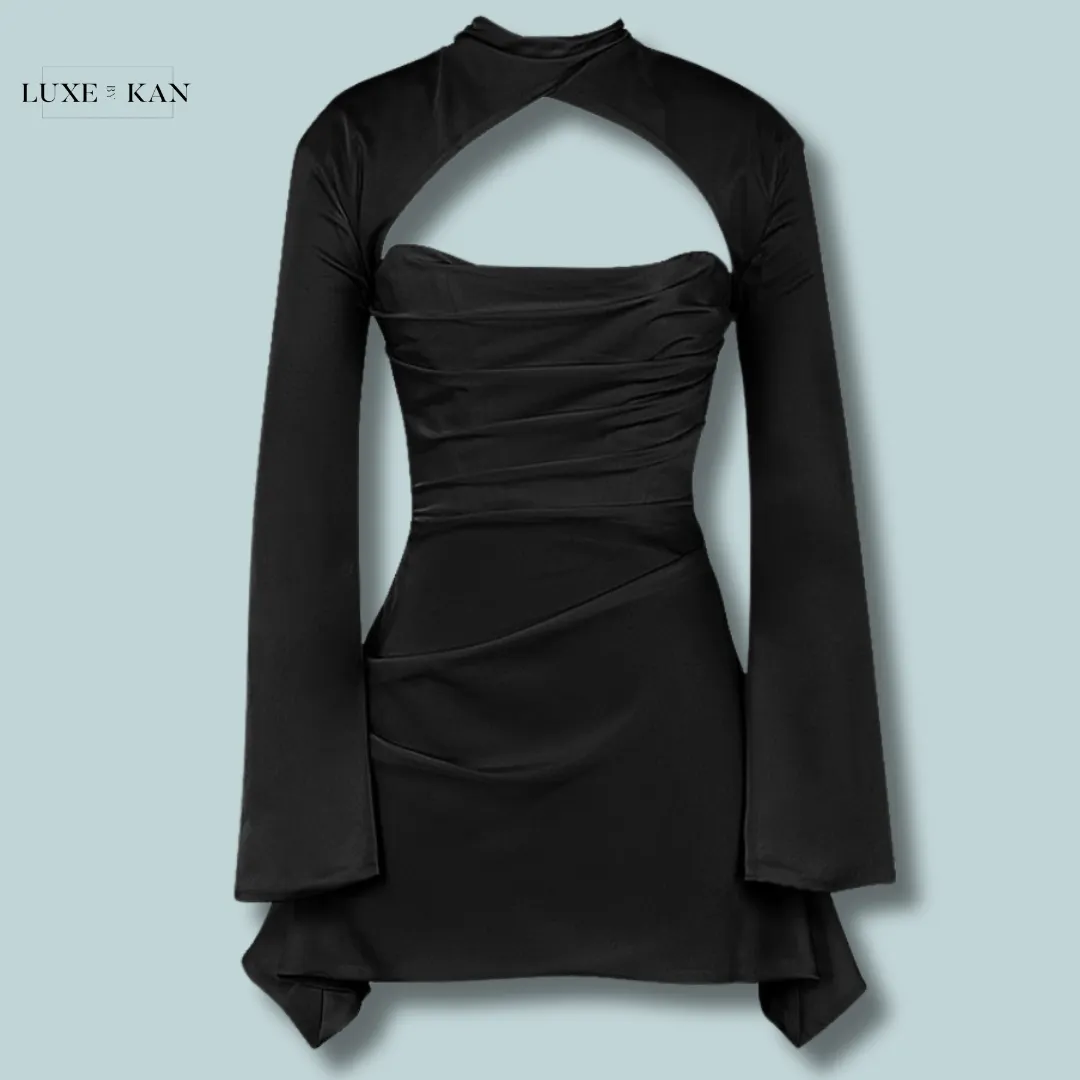 House of CB TOIRA 
BLACK DRAPED CORSET DRESS
