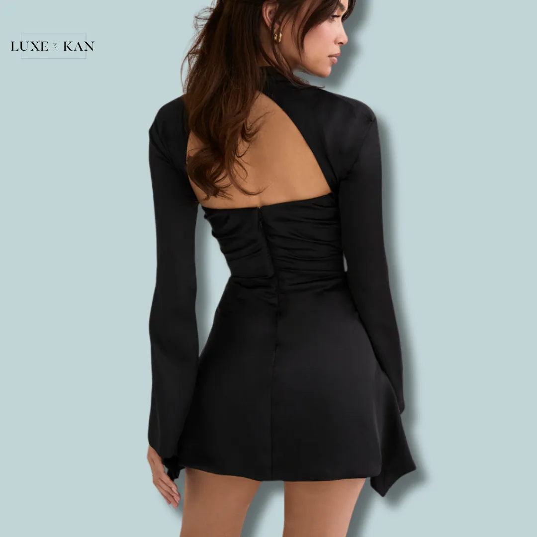 House of CB TOIRA 
BLACK DRAPED CORSET DRESS