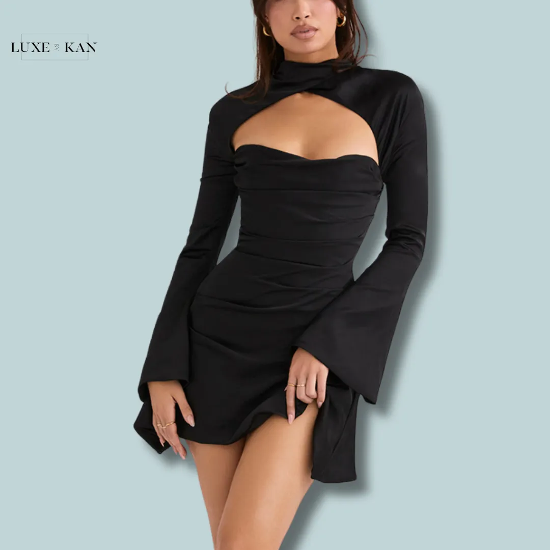 House of CB TOIRA 
BLACK DRAPED CORSET DRESS