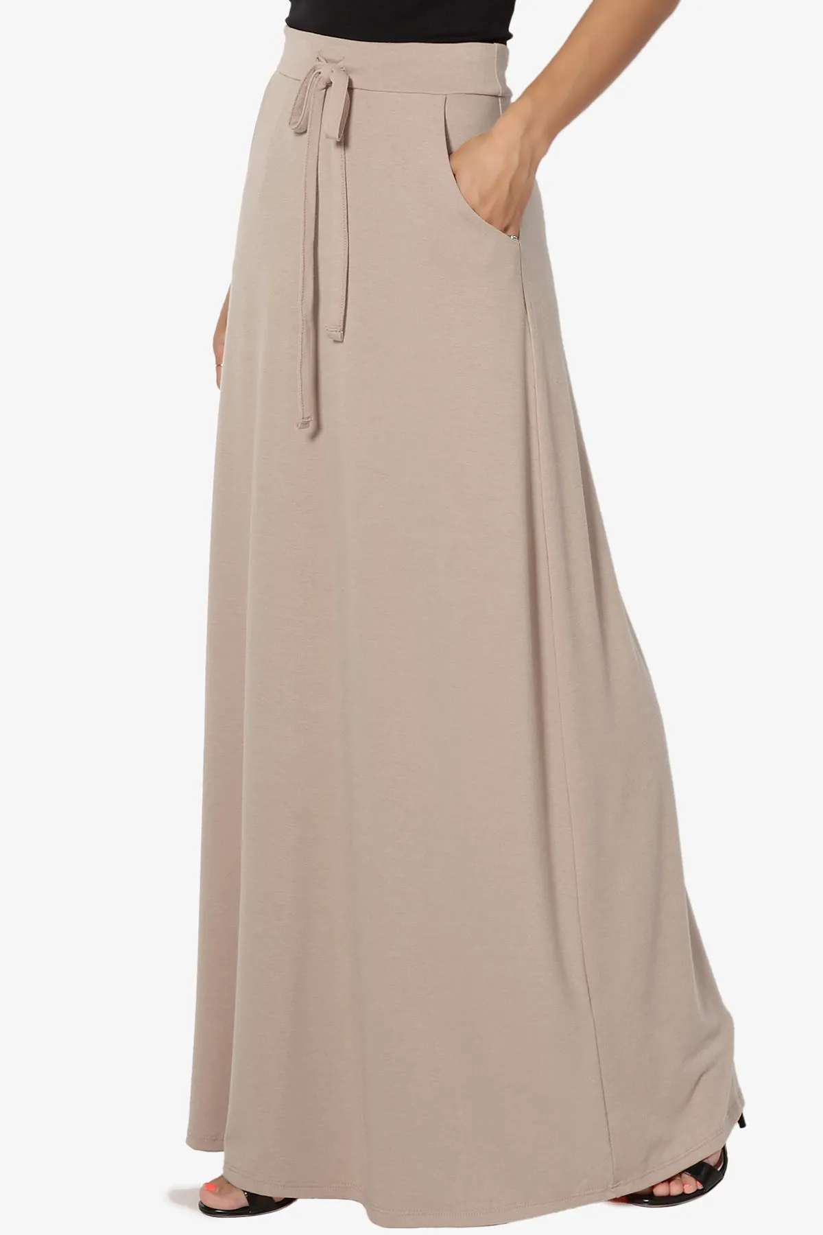 Izzie Drawstring Pocket Jersey Maxi Skirt PLUS