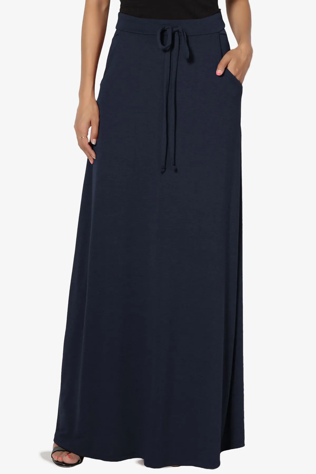 Izzie Drawstring Pocket Jersey Maxi Skirt PLUS