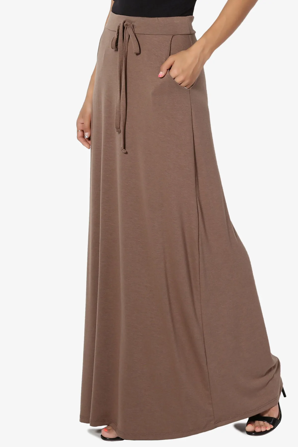 Izzie Drawstring Pocket Jersey Maxi Skirt PLUS