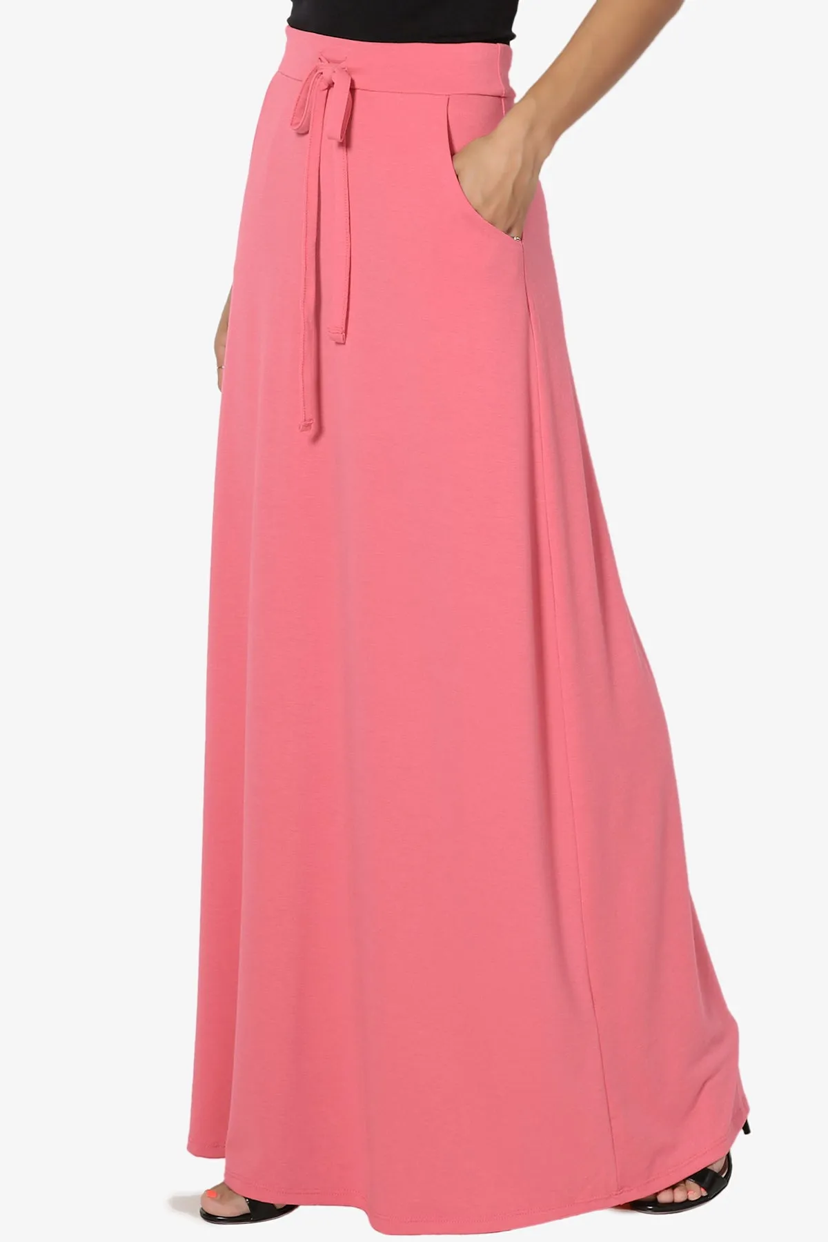 Izzie Drawstring Pocket Jersey Maxi Skirt PLUS