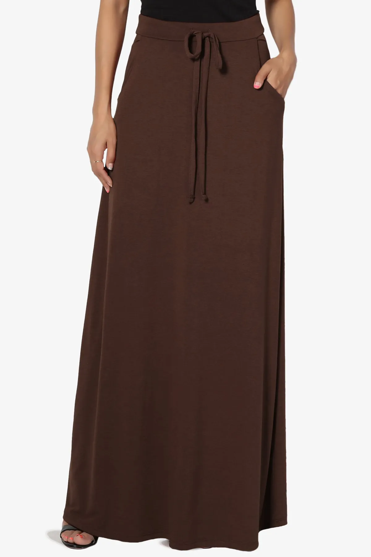Izzie Drawstring Pocket Jersey Maxi Skirt PLUS