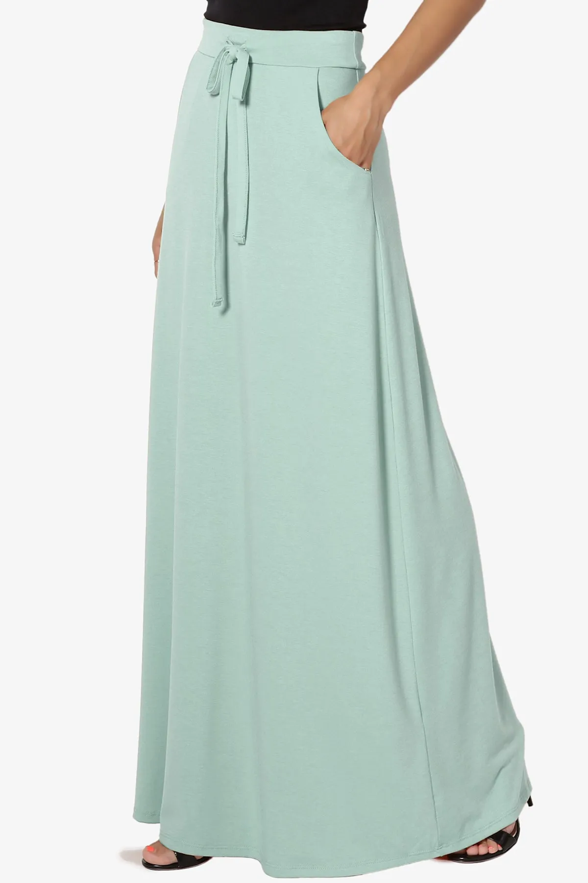 Izzie Drawstring Pocket Jersey Maxi Skirt PLUS