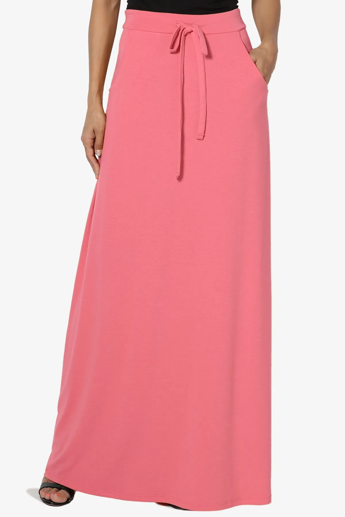 Izzie Drawstring Pocket Jersey Maxi Skirt PLUS