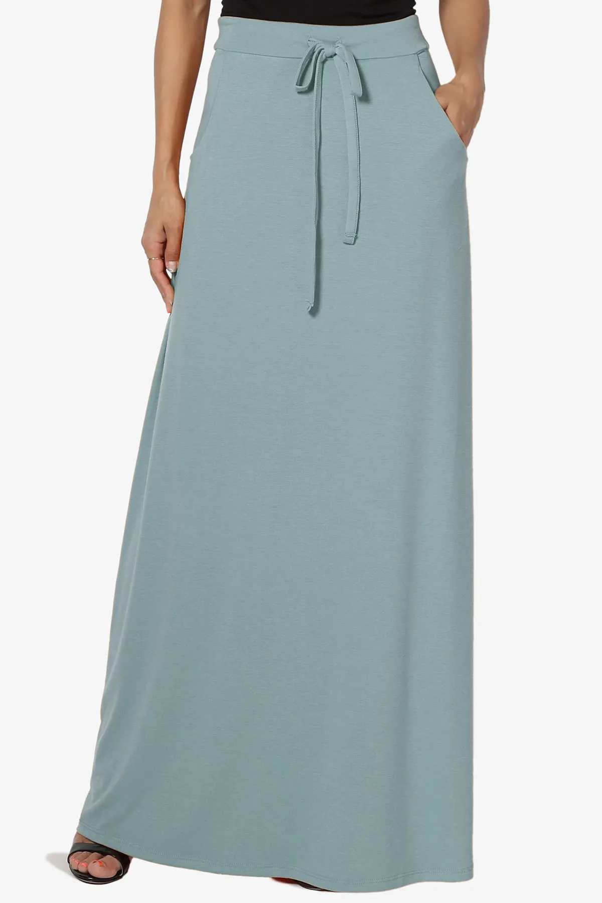 Izzie Drawstring Pocket Jersey Maxi Skirt PLUS