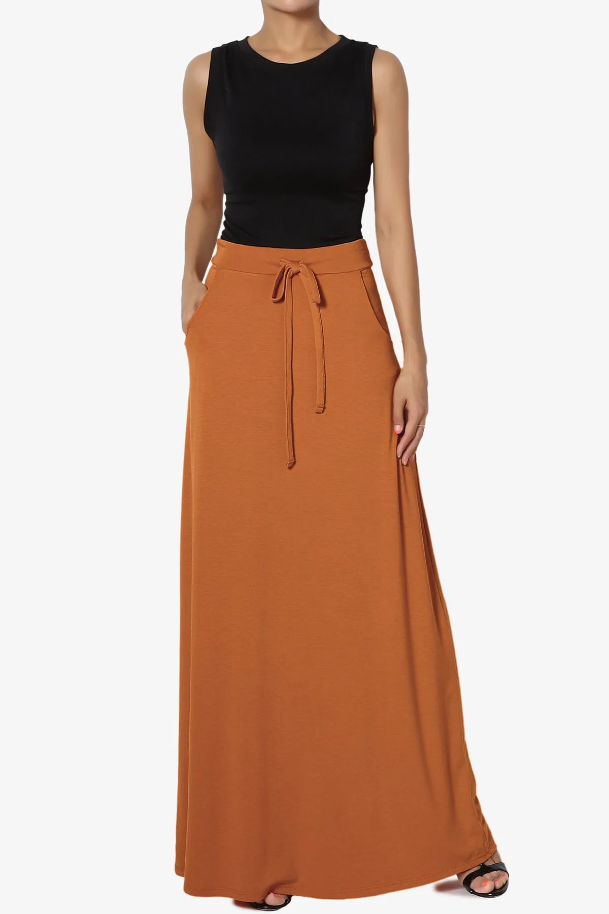 Izzie Drawstring Pocket Jersey Maxi Skirt PLUS