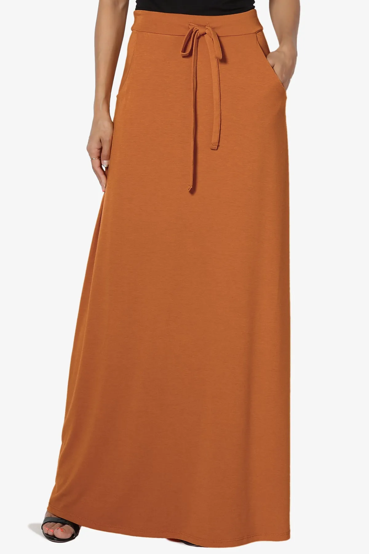 Izzie Drawstring Pocket Jersey Maxi Skirt PLUS