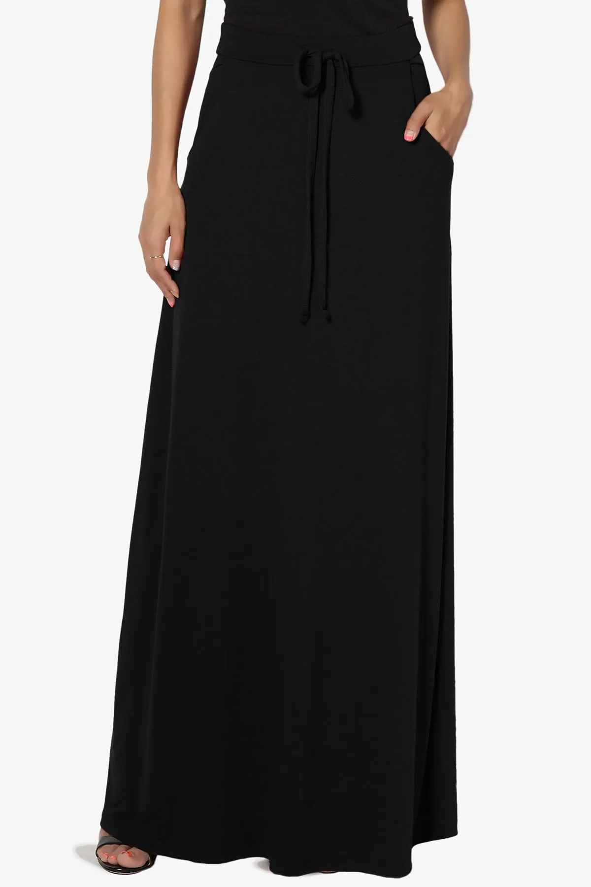 Izzie Drawstring Pocket Jersey Maxi Skirt PLUS