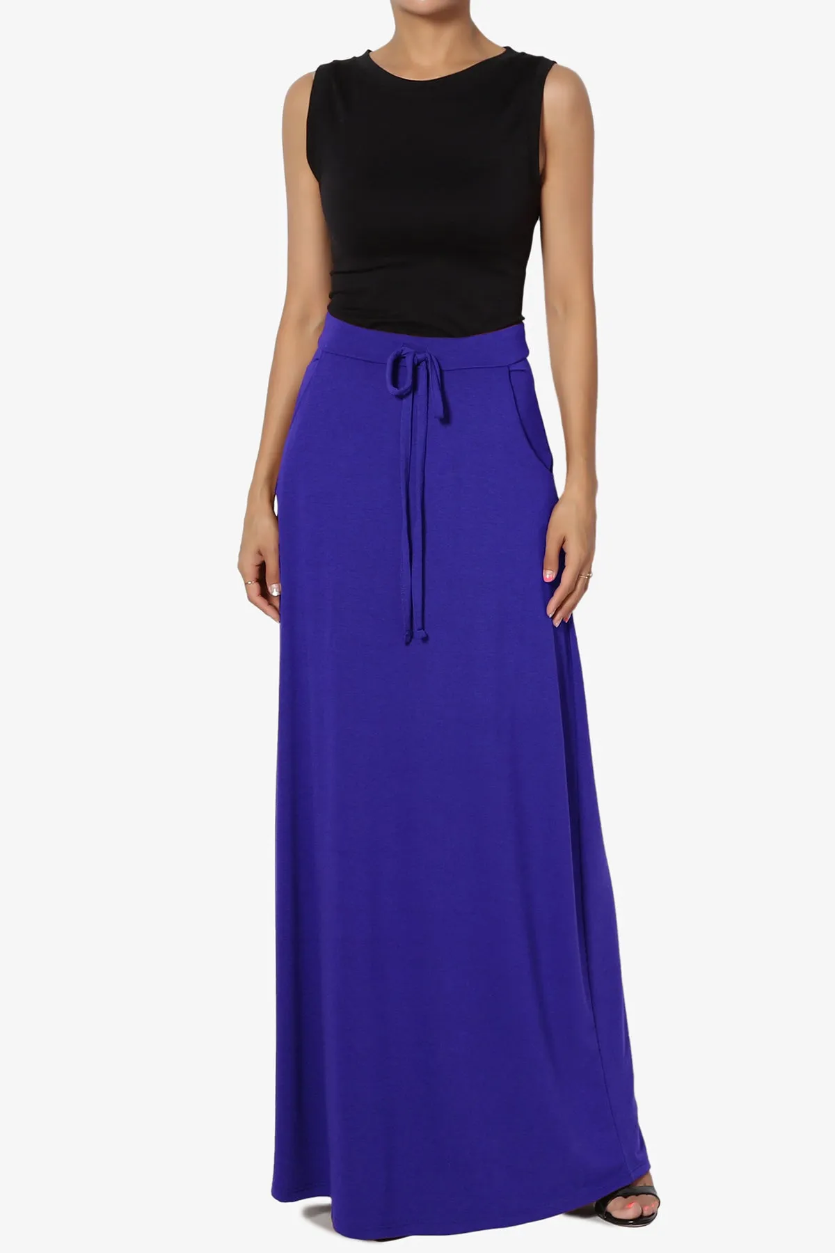 Izzie Drawstring Pocket Jersey Maxi Skirt PLUS
