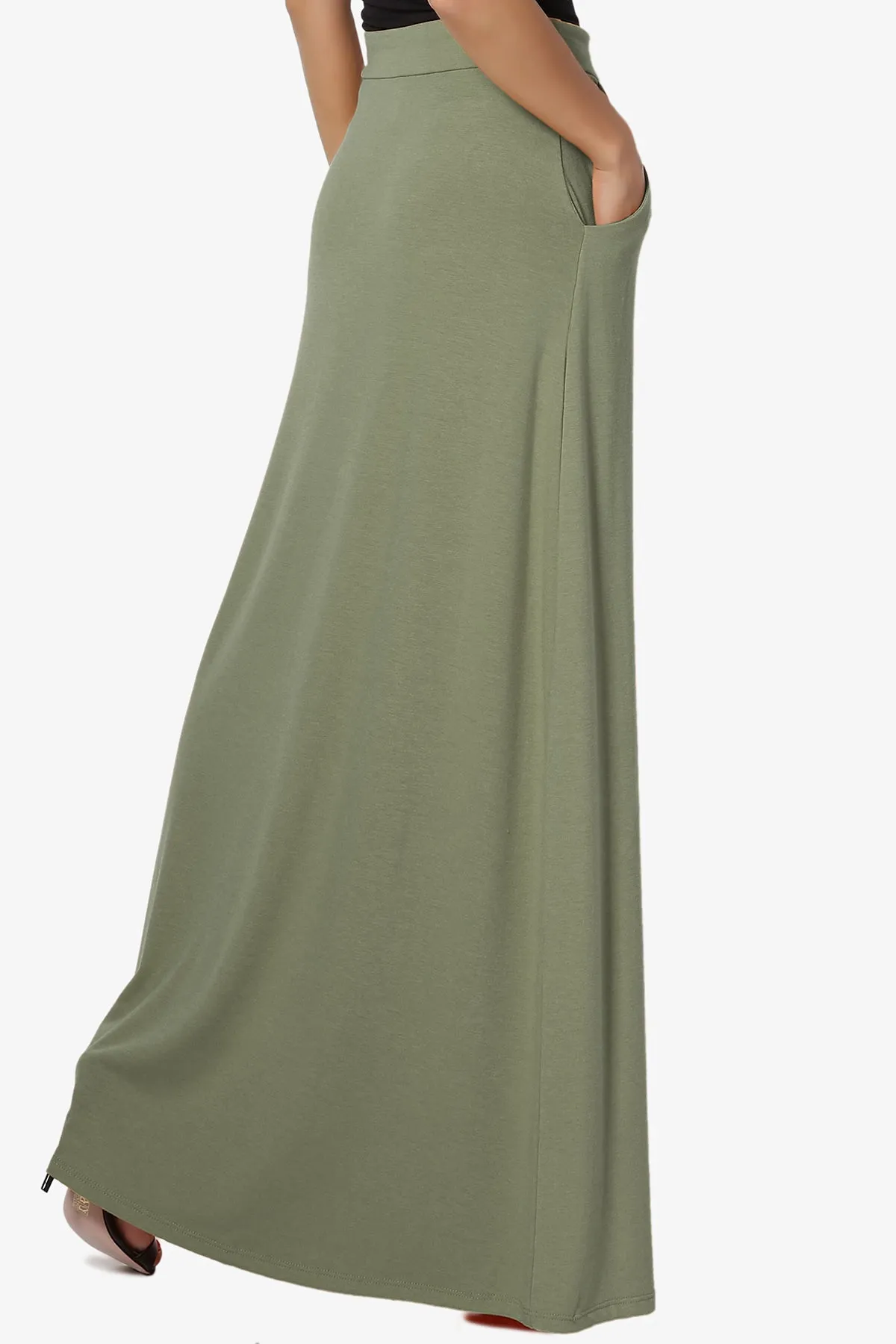Izzie Drawstring Pocket Jersey Maxi Skirt PLUS