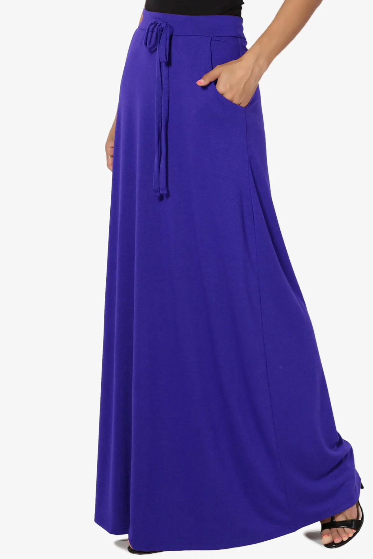 Izzie Drawstring Pocket Jersey Maxi Skirt PLUS