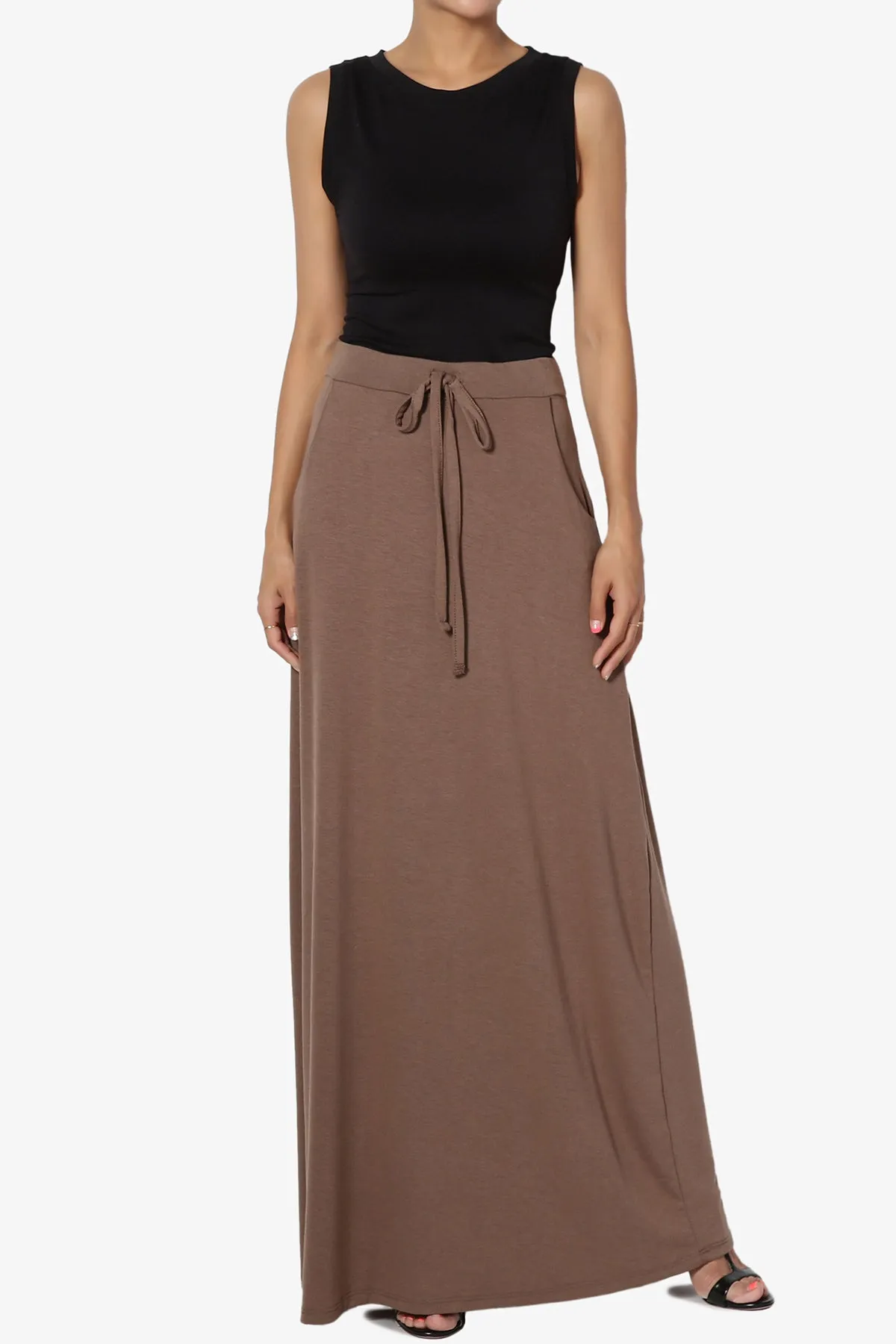 Izzie Drawstring Pocket Jersey Maxi Skirt PLUS
