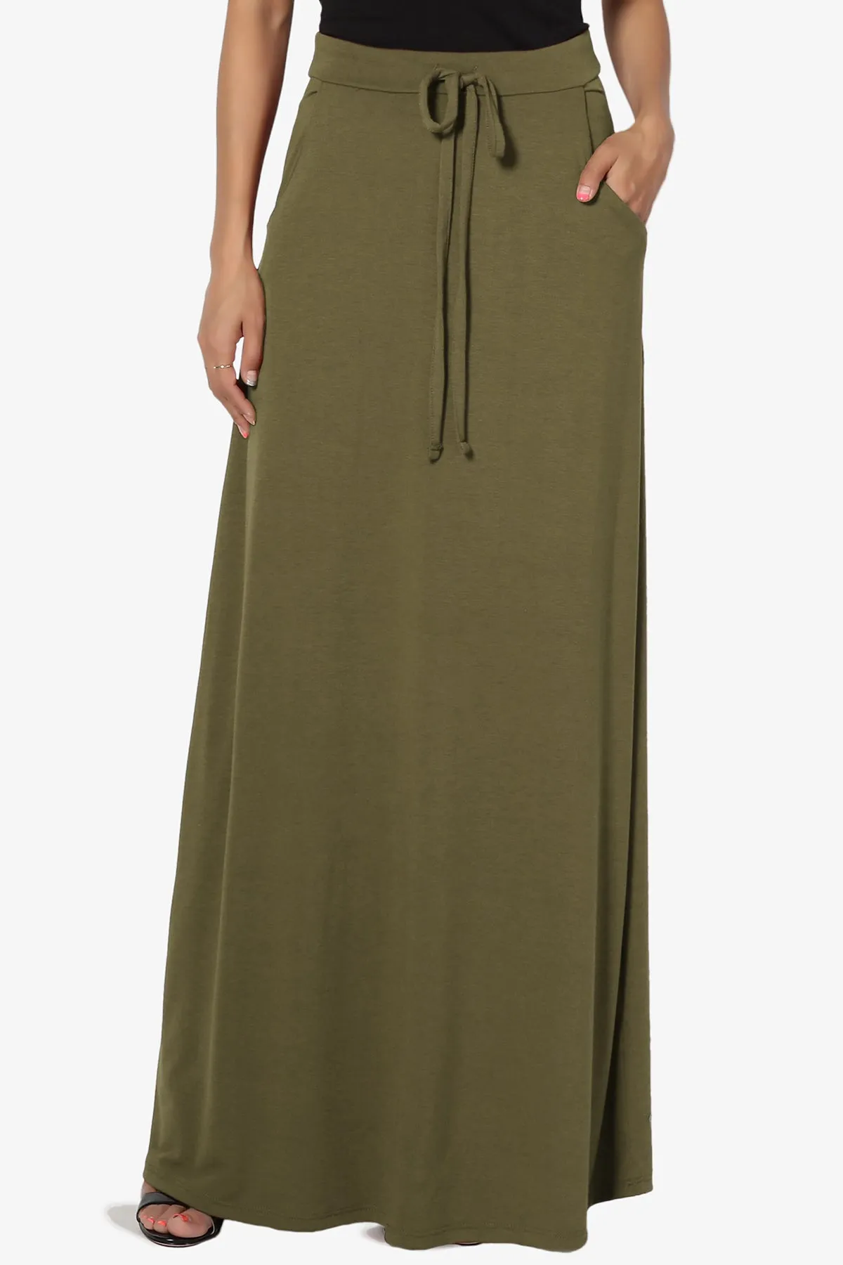 Izzie Drawstring Pocket Jersey Maxi Skirt PLUS
