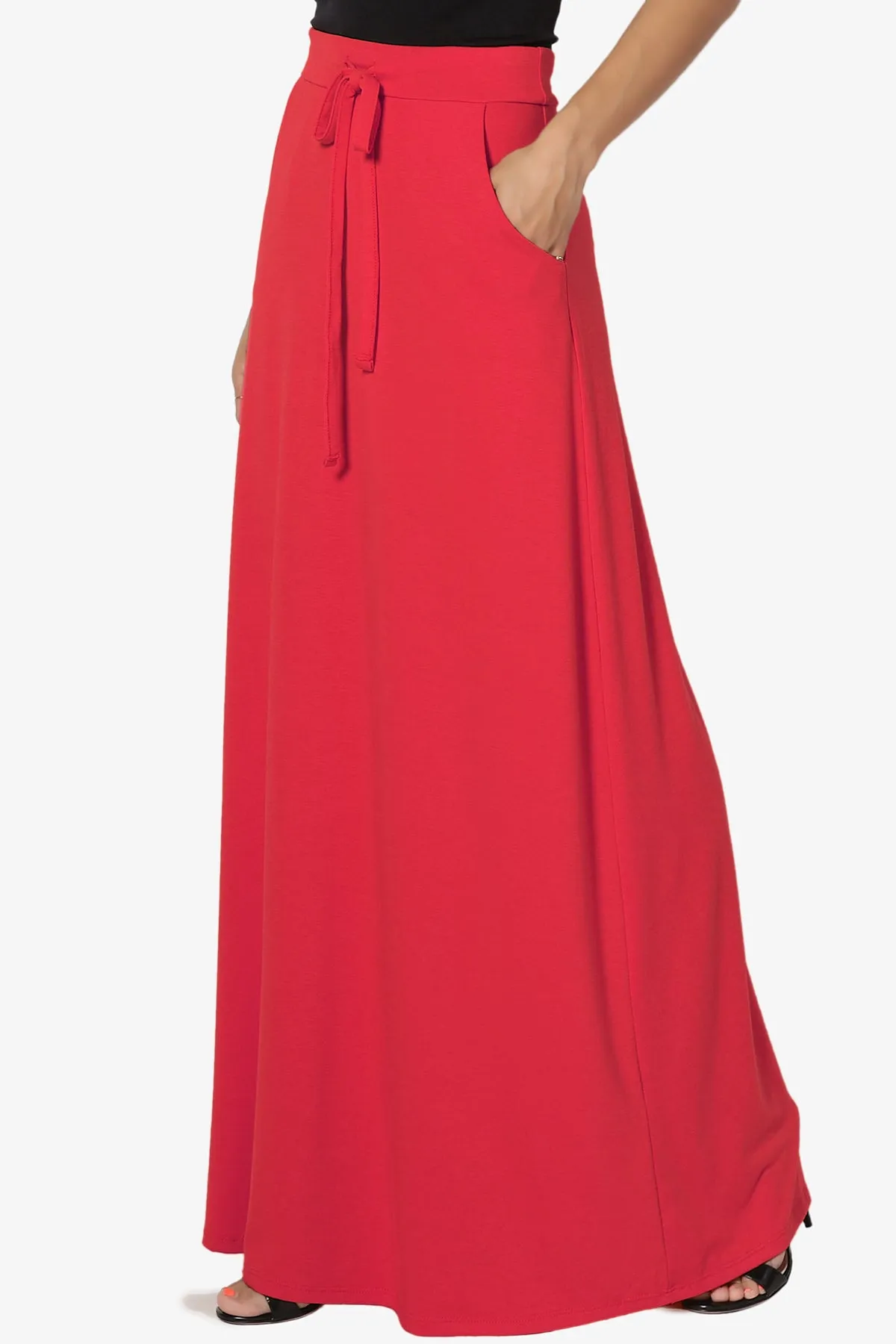 Izzie Drawstring Pocket Jersey Maxi Skirt PLUS