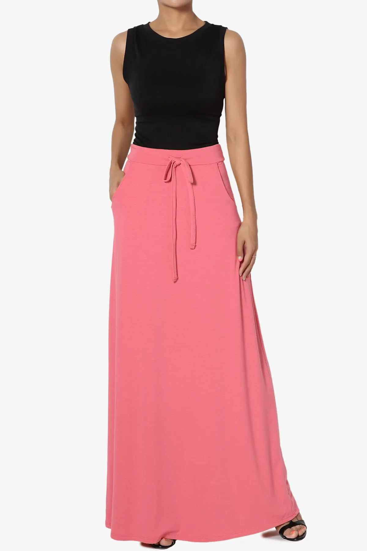 Izzie Drawstring Pocket Jersey Maxi Skirt PLUS