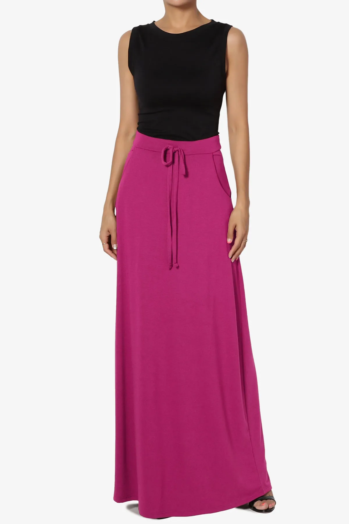 Izzie Drawstring Pocket Jersey Maxi Skirt PLUS