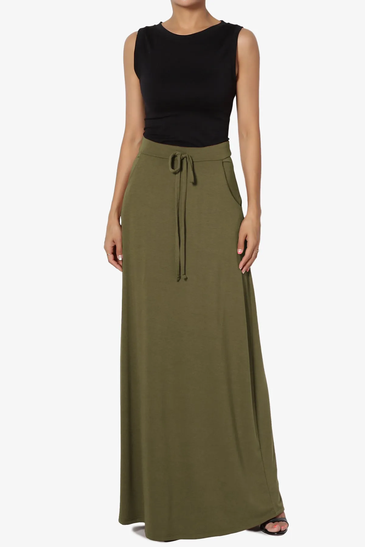 Izzie Drawstring Pocket Jersey Maxi Skirt PLUS