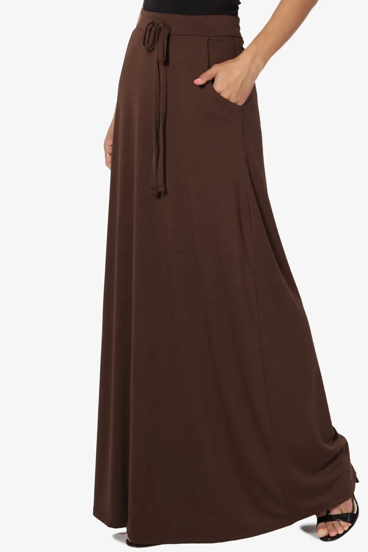 Izzie Drawstring Pocket Jersey Maxi Skirt PLUS