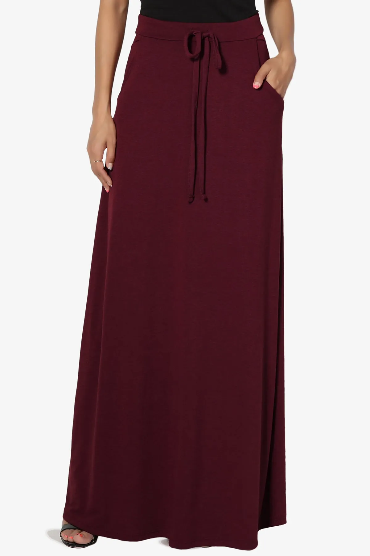 Izzie Drawstring Pocket Jersey Maxi Skirt PLUS