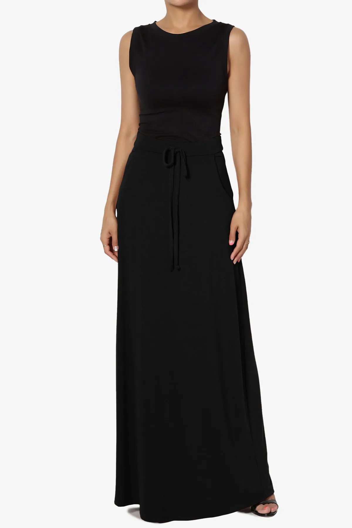 Izzie Drawstring Pocket Jersey Maxi Skirt PLUS