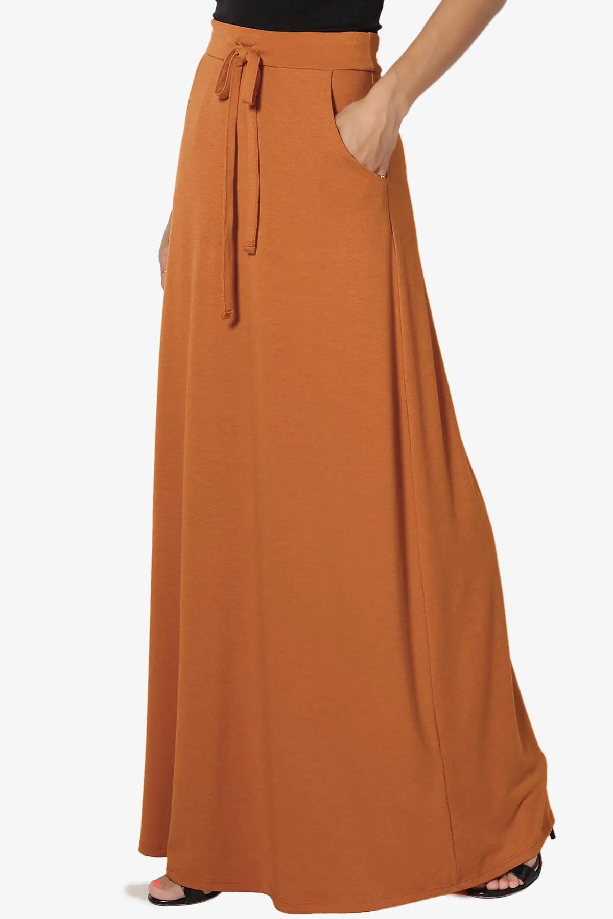 Izzie Drawstring Pocket Jersey Maxi Skirt PLUS