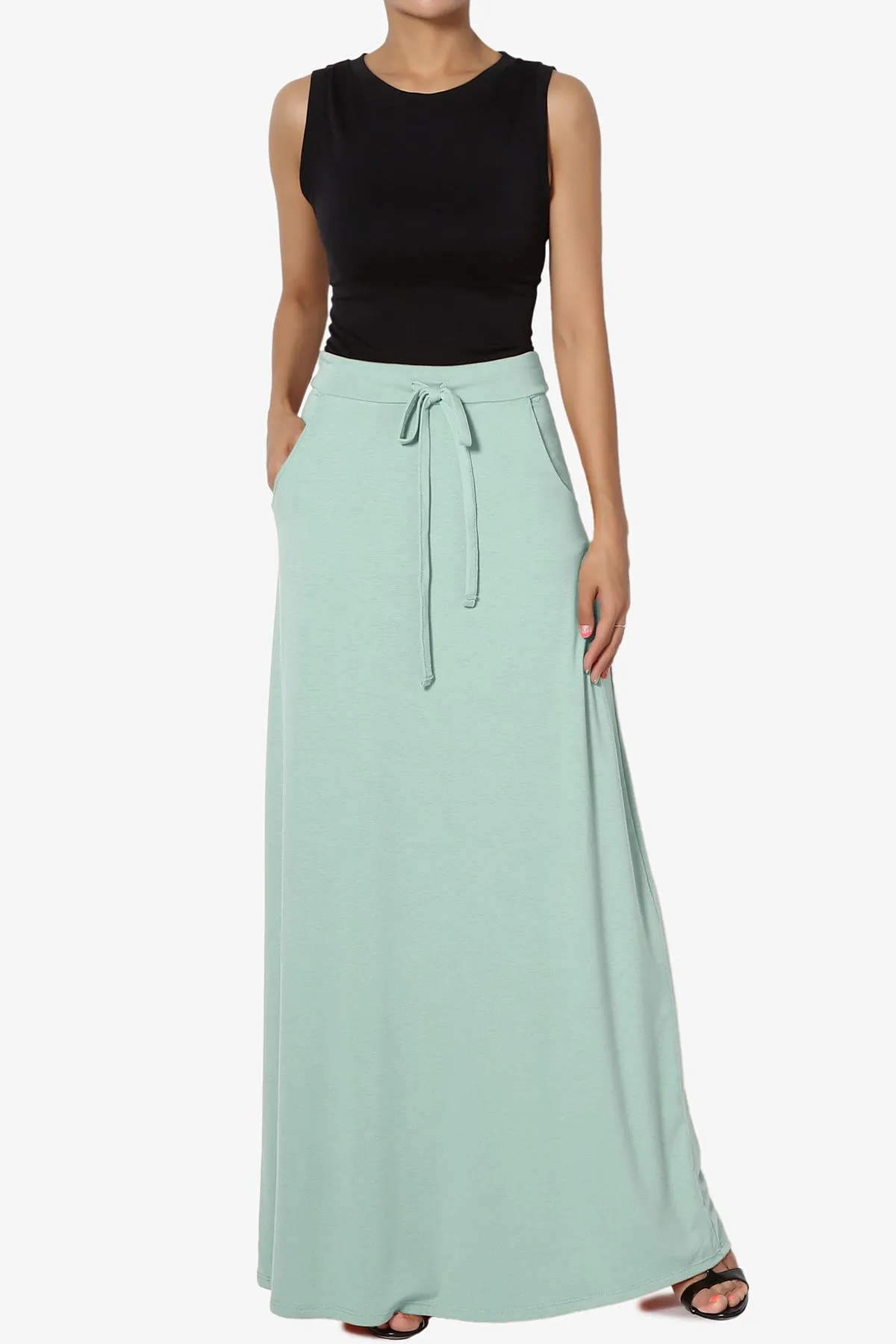 Izzie Drawstring Pocket Jersey Maxi Skirt PLUS