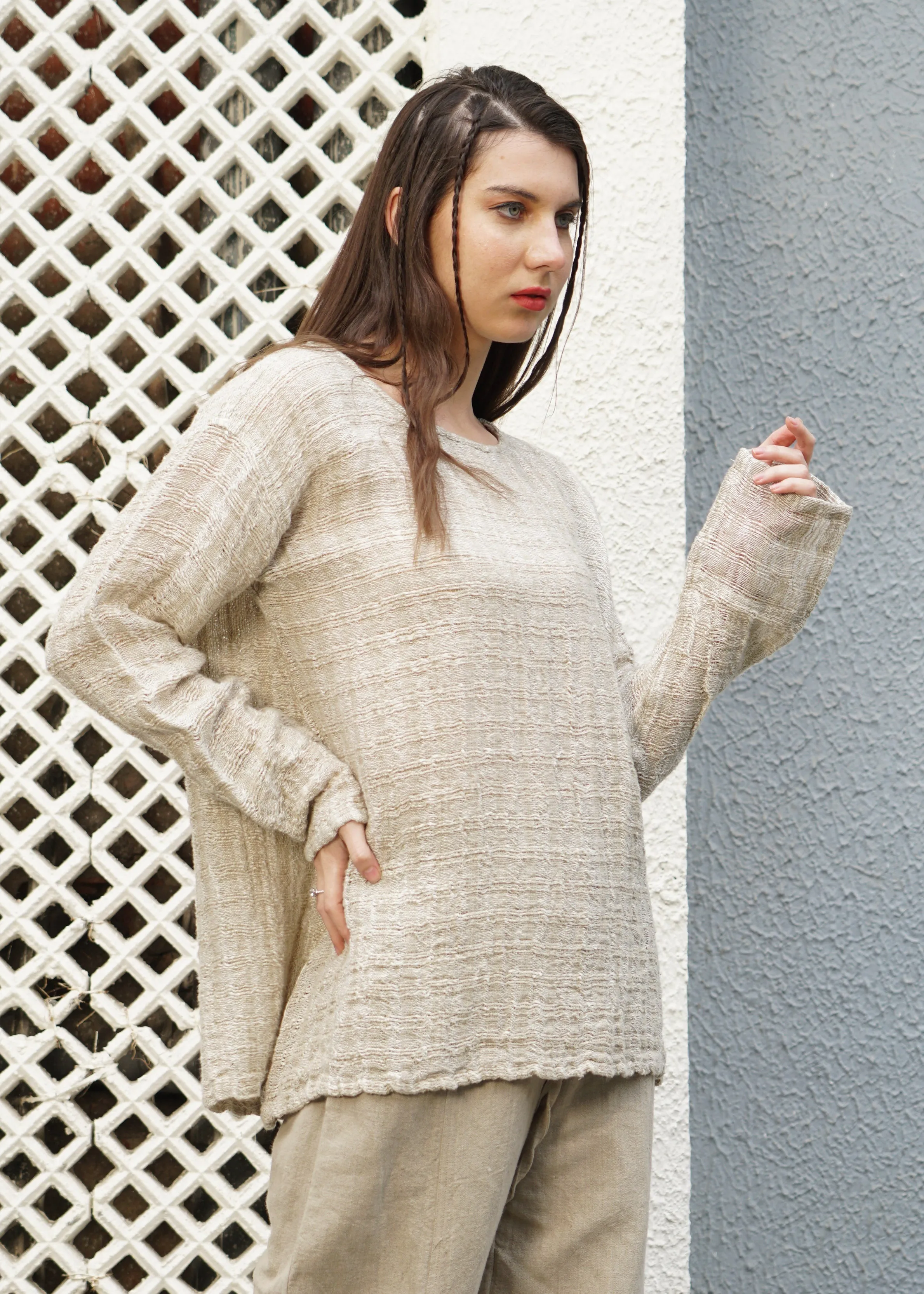 Jane Linen Top in Cream