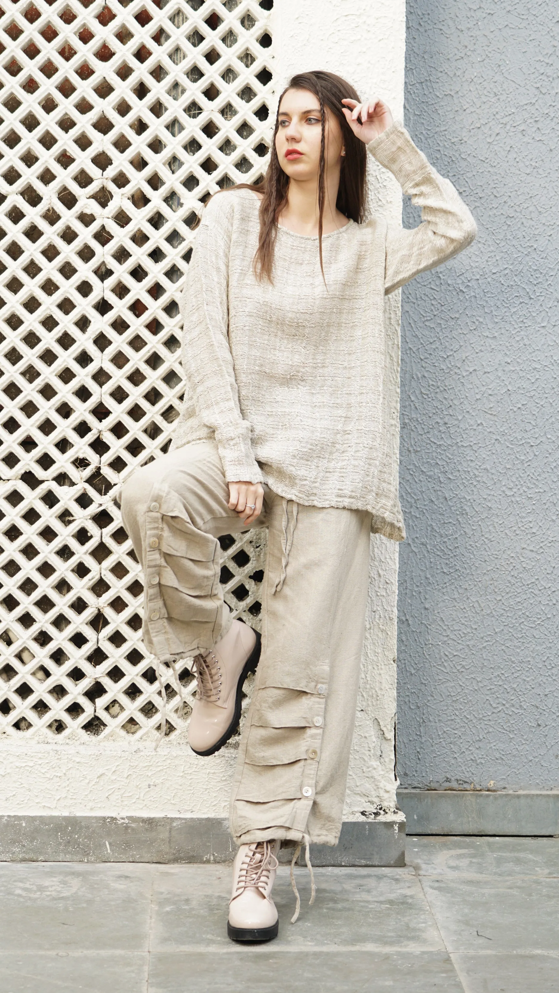 Jane Linen Top in Cream