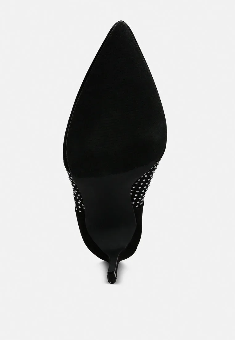 Jazz Rhinestone Embellished Mesh Stiletto Boots By Ruw