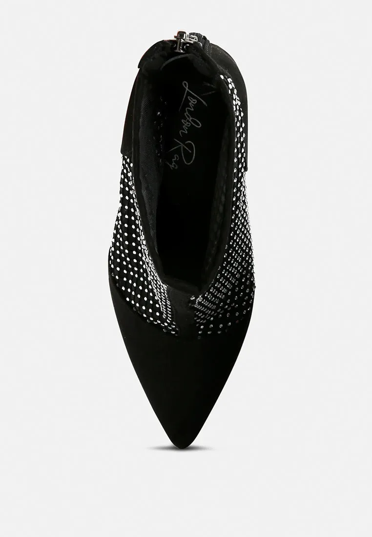 Jazz Rhinestone Embellished Mesh Stiletto Boots By Ruw