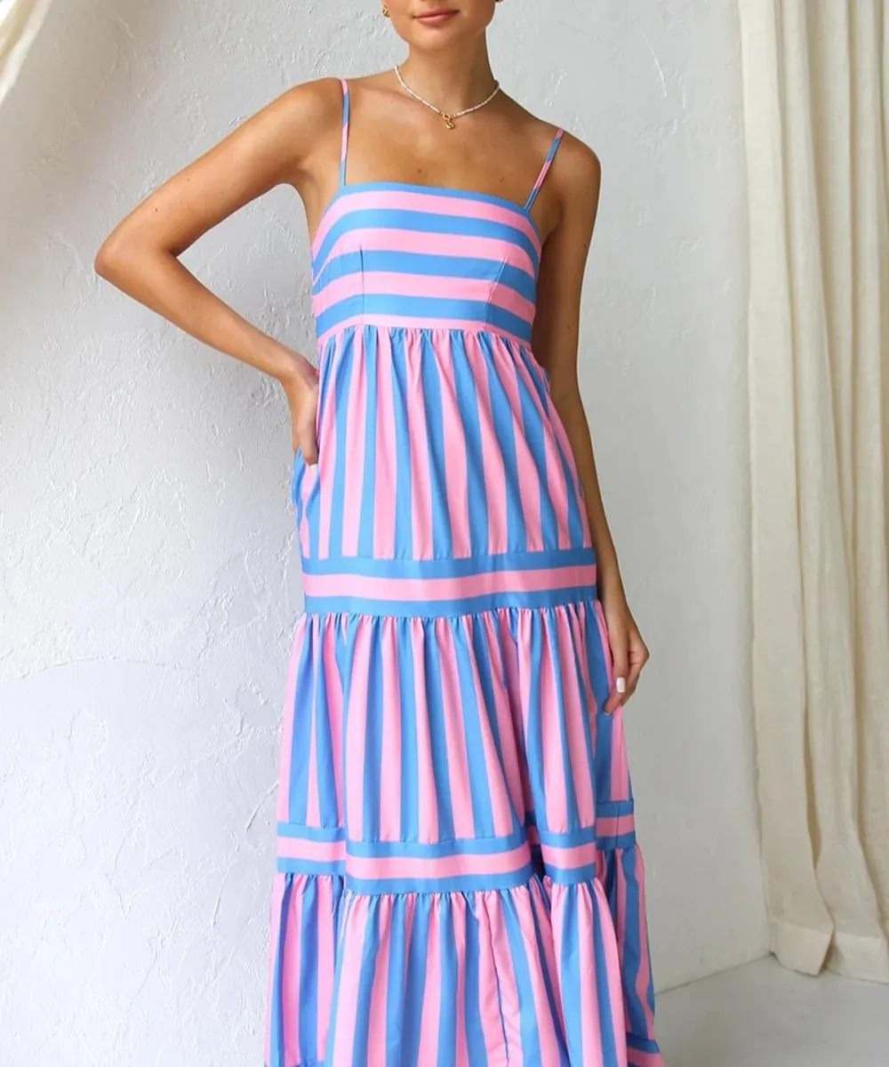 Julie m Striped Maxi Dress