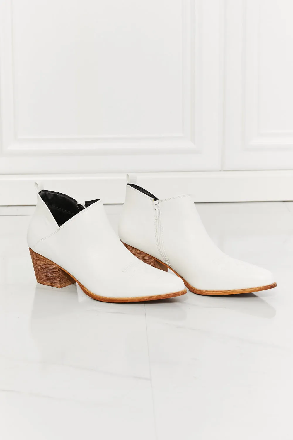 Kiara Embroidered Crossover Cowboy Bootie in White