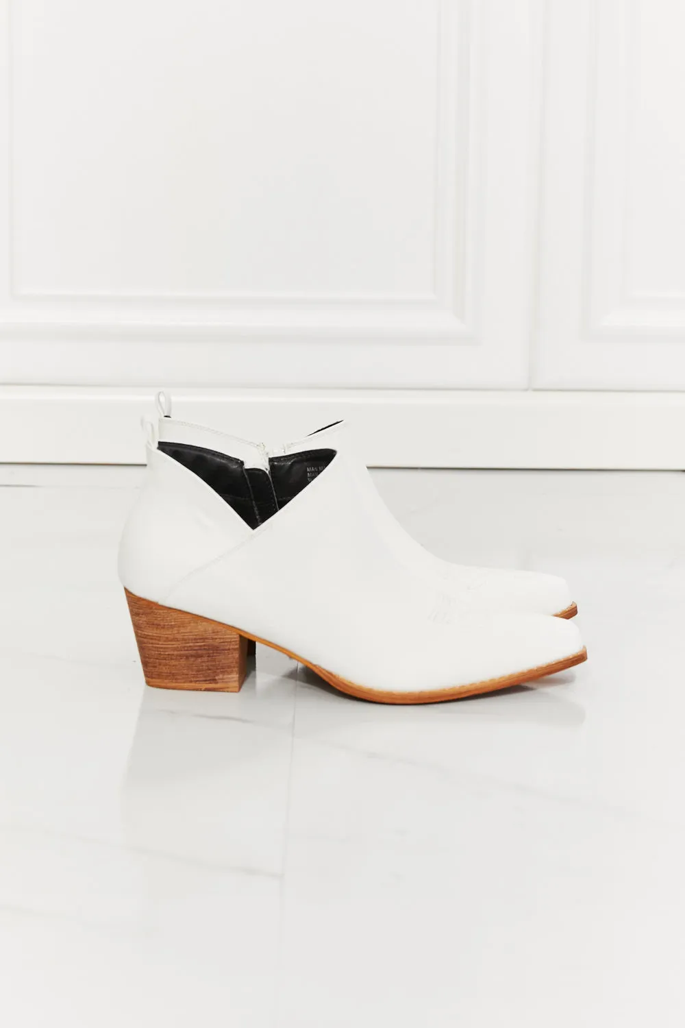 Kiara Embroidered Crossover Cowboy Bootie in White