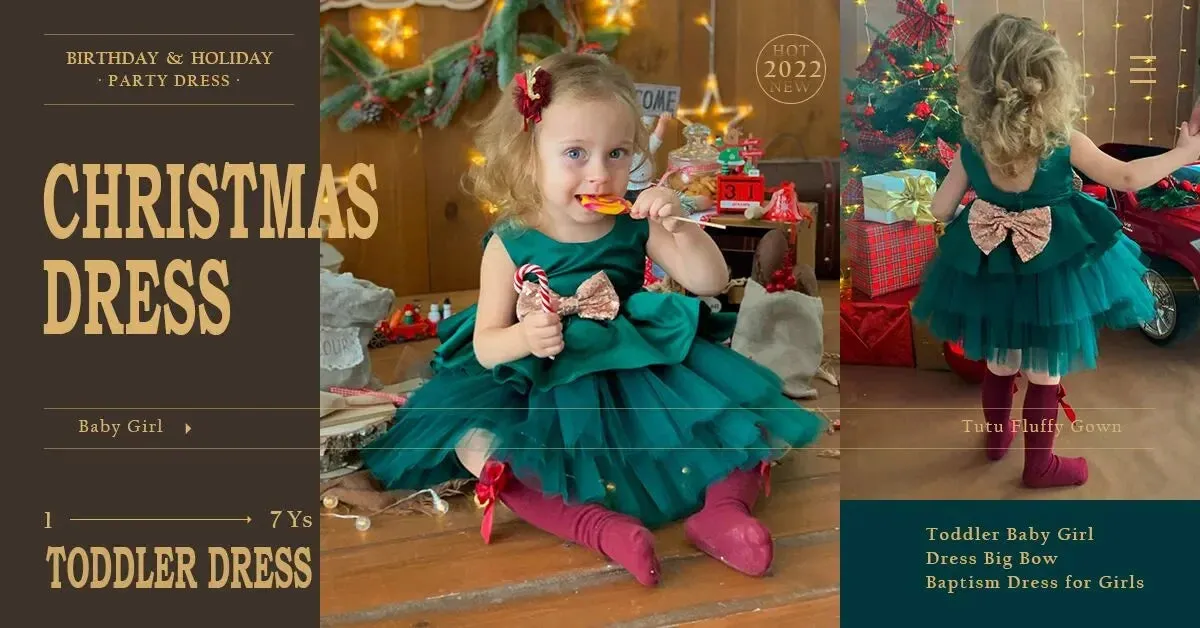 Kids Girls  Dress For Christmas New Year