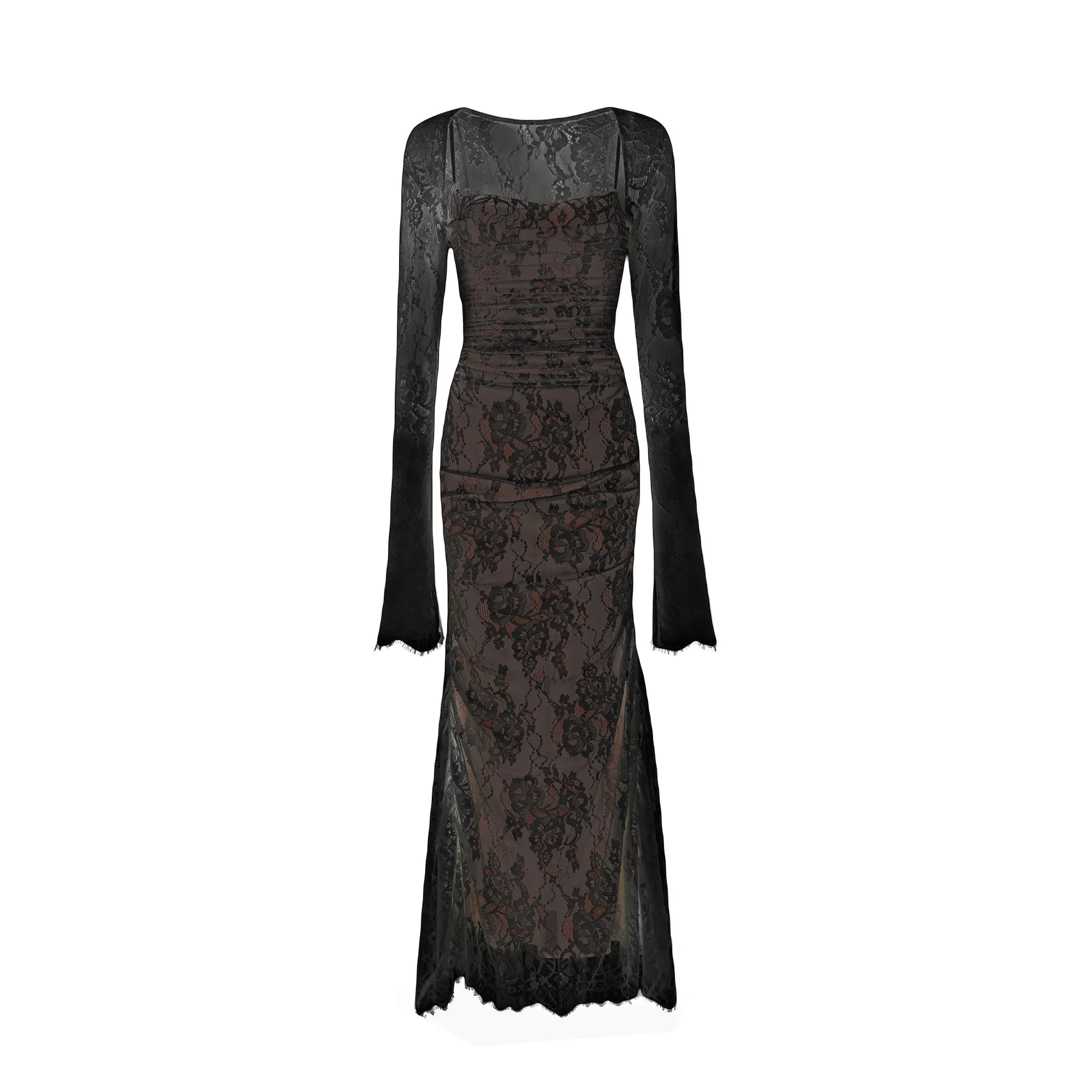 Lace Gown – Sheer Long Sleeves – Elegant Occasionwear