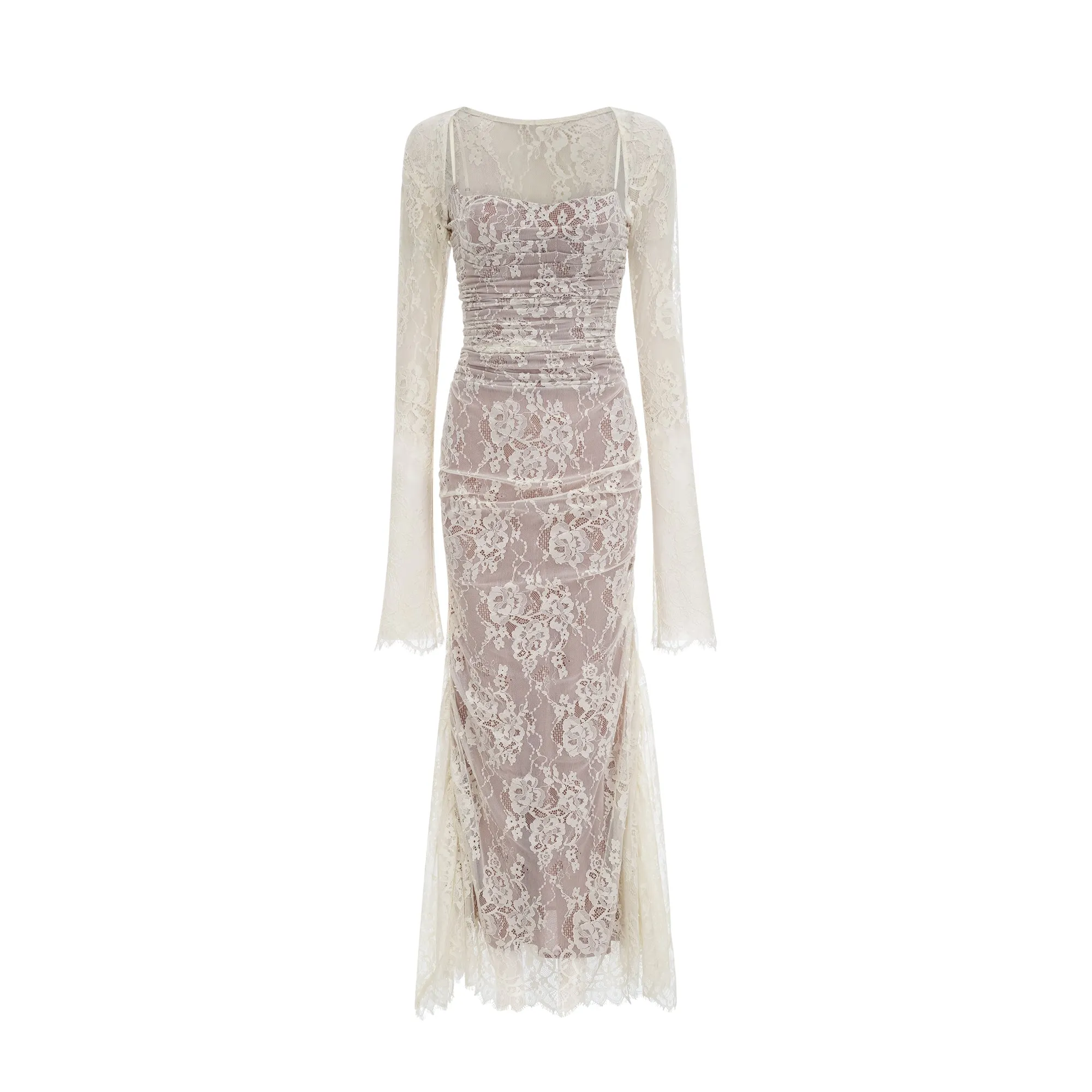 Lace Gown – Sheer Long Sleeves – Elegant Occasionwear